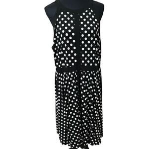 Torrid Women’s Midi Dress Sz 2(2X)Black/White Polka Dot Sleeveless Elastic Waist